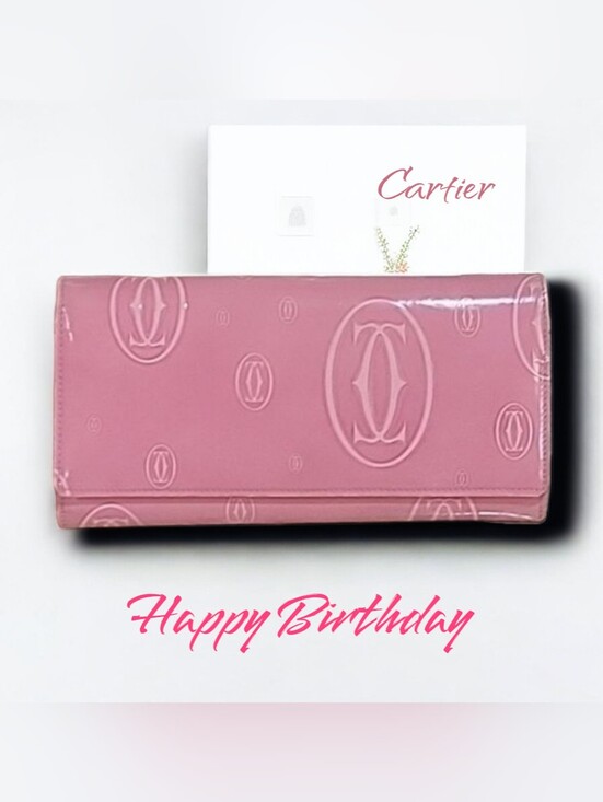 Cartier Handbags - Cartier Pink Patent Leather Happy Birthday Continental Wallet Authentic